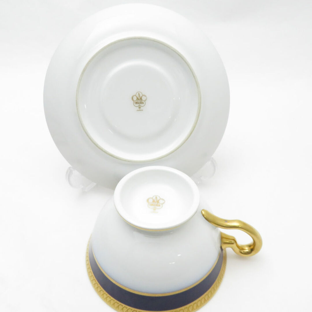 美品 OKURA 大倉陶園 瑠璃片葉金蝕 ティーカップ&ソーサー 2客 美品 OKURA 大倉陶園 瑠璃片葉金蝕 ティーカップ&ソーサー 2客