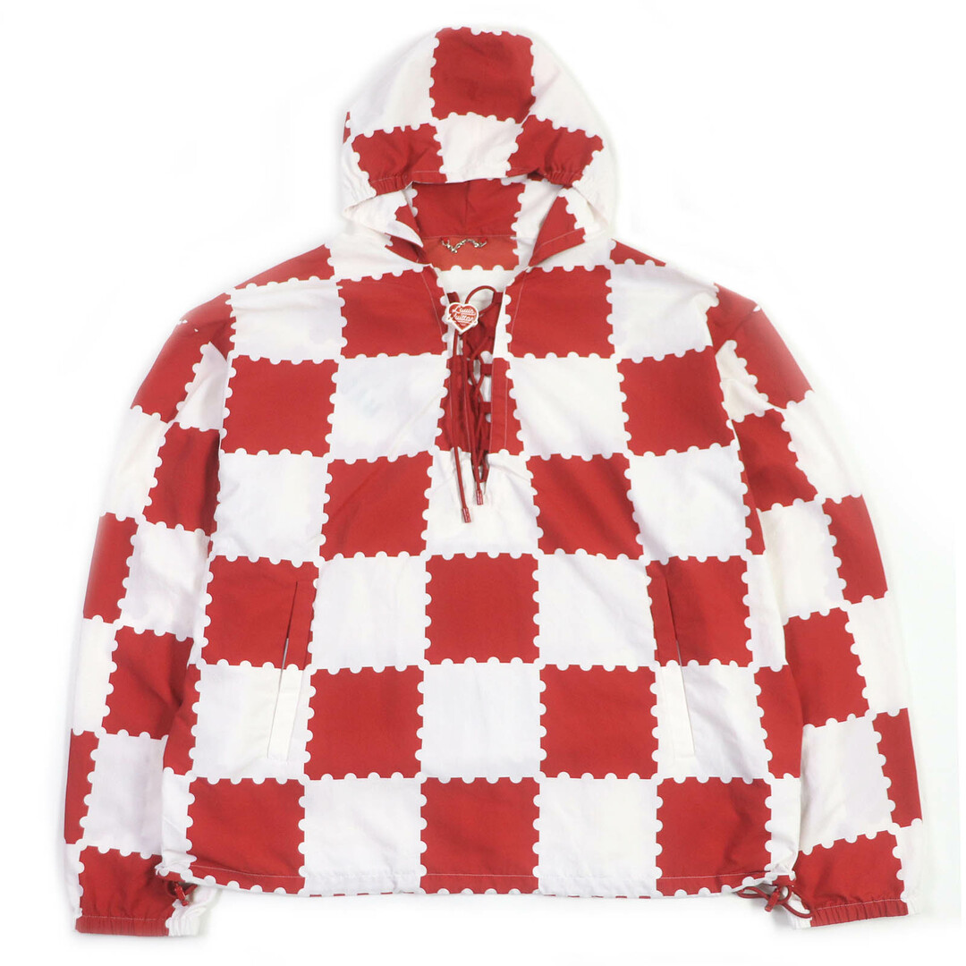 LOUIS VUITTON - 極美品□LOUIS VUITTON ルイヴィトン 22SS NIGOコラボ DAMIER LACES WINDBREAKER ジャイアントダミエ アノラックパーカー ウィンドブレーカー レッド 56 イタリア製 正規品 メンズ