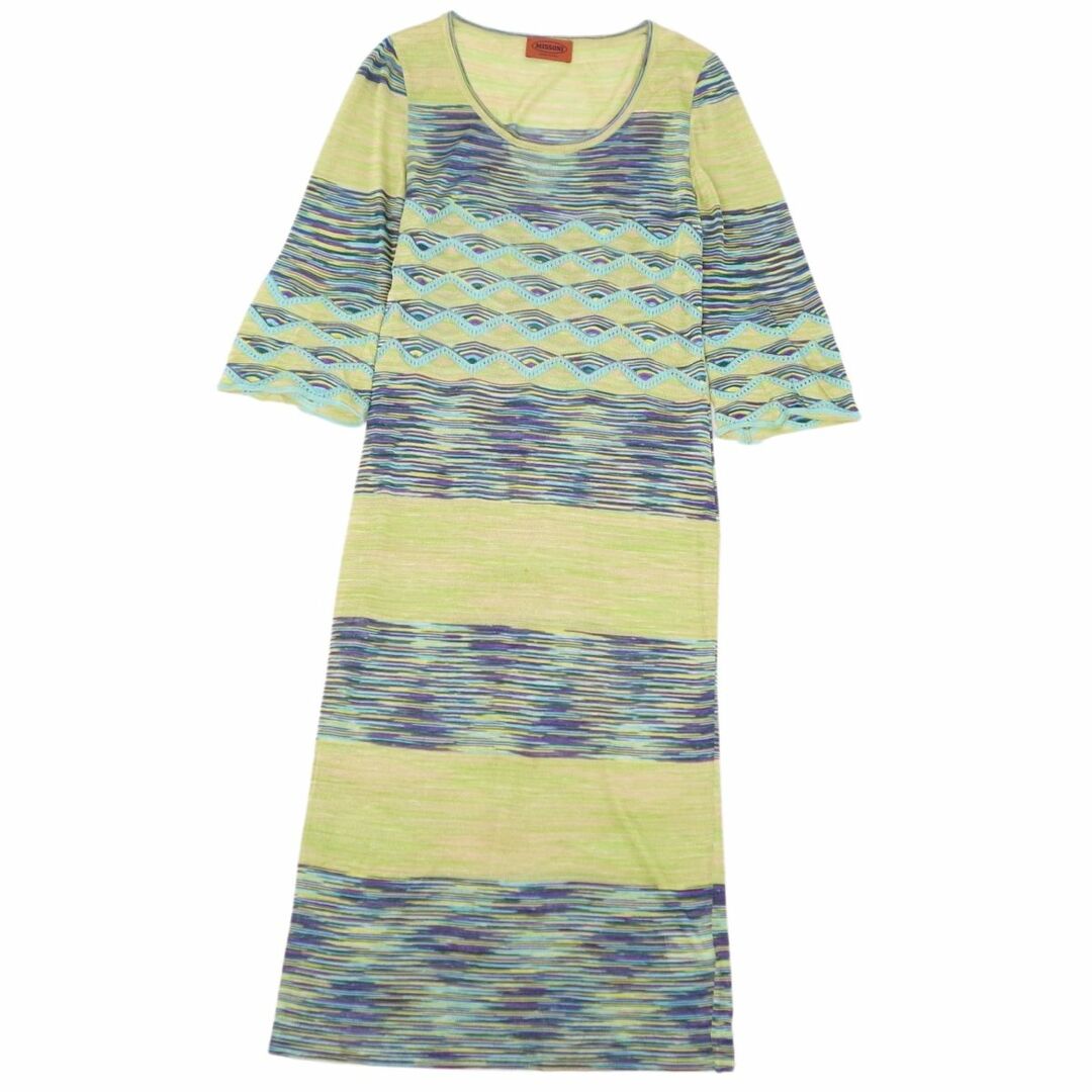 mikihouse - ミッソーニ MISSONI ニット ワンピース 半袖 ショートスリーブ 総柄 トップス レディース 44(L相当) マルチカラー