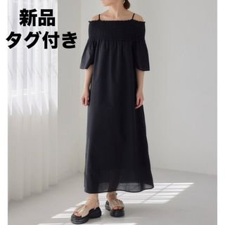 ユナイテッドアローズグリーンレーベルリラクシング(UNITED ARROWS green label relaxing)の新品 EMMEL REFINES  EM シャーリング オフショル ワンピース(ロングワンピース/マキシワンピース)