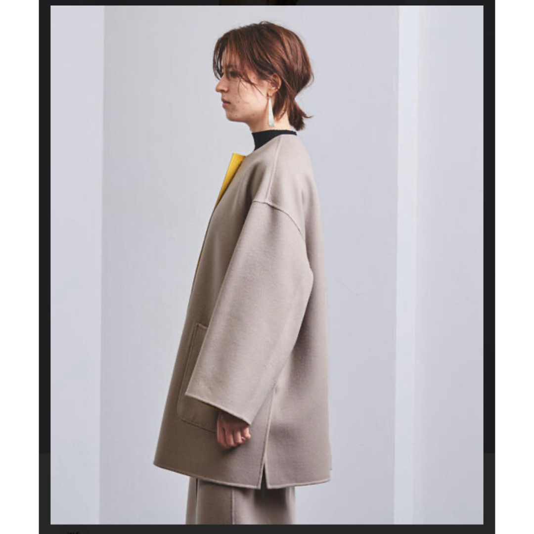 UNITED ARROWS リバー バイカラー コート 36 ノーカラージャケット UNITED ARROWS リバー バイカラー コート 36 ノーカラージャケット
