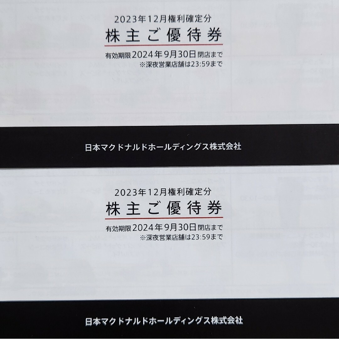 匿名配送】マクドナルド 株主優待券 2冊 匿名配送】マクドナルド 株主優待券 2冊