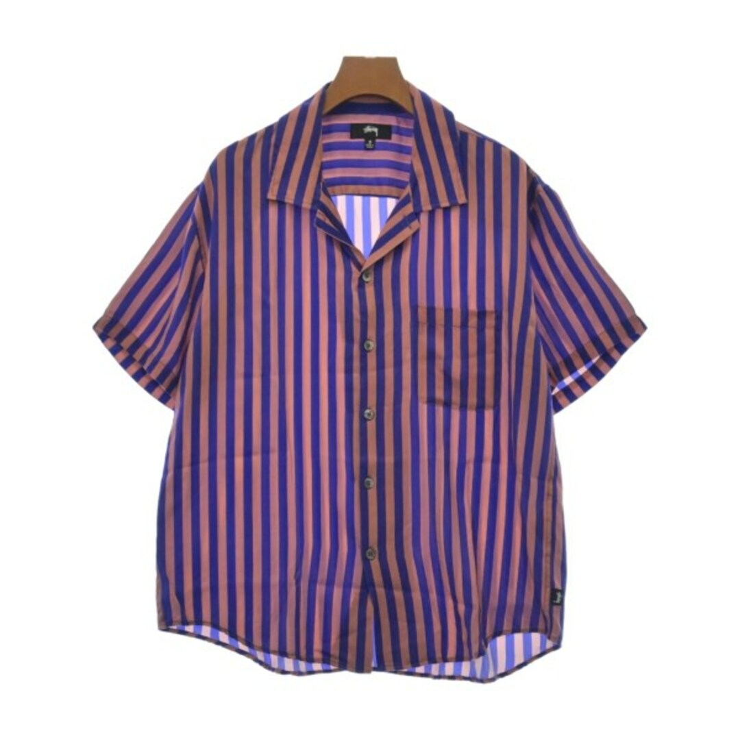 STUSSY - STUSSY ステューシー カジュアルシャツ S ピンクx紫(ストライプ) 【古着】【中古】