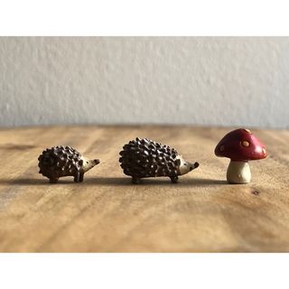 【新品】ミニチュア! ハリネズミセット(3つ)(置物)