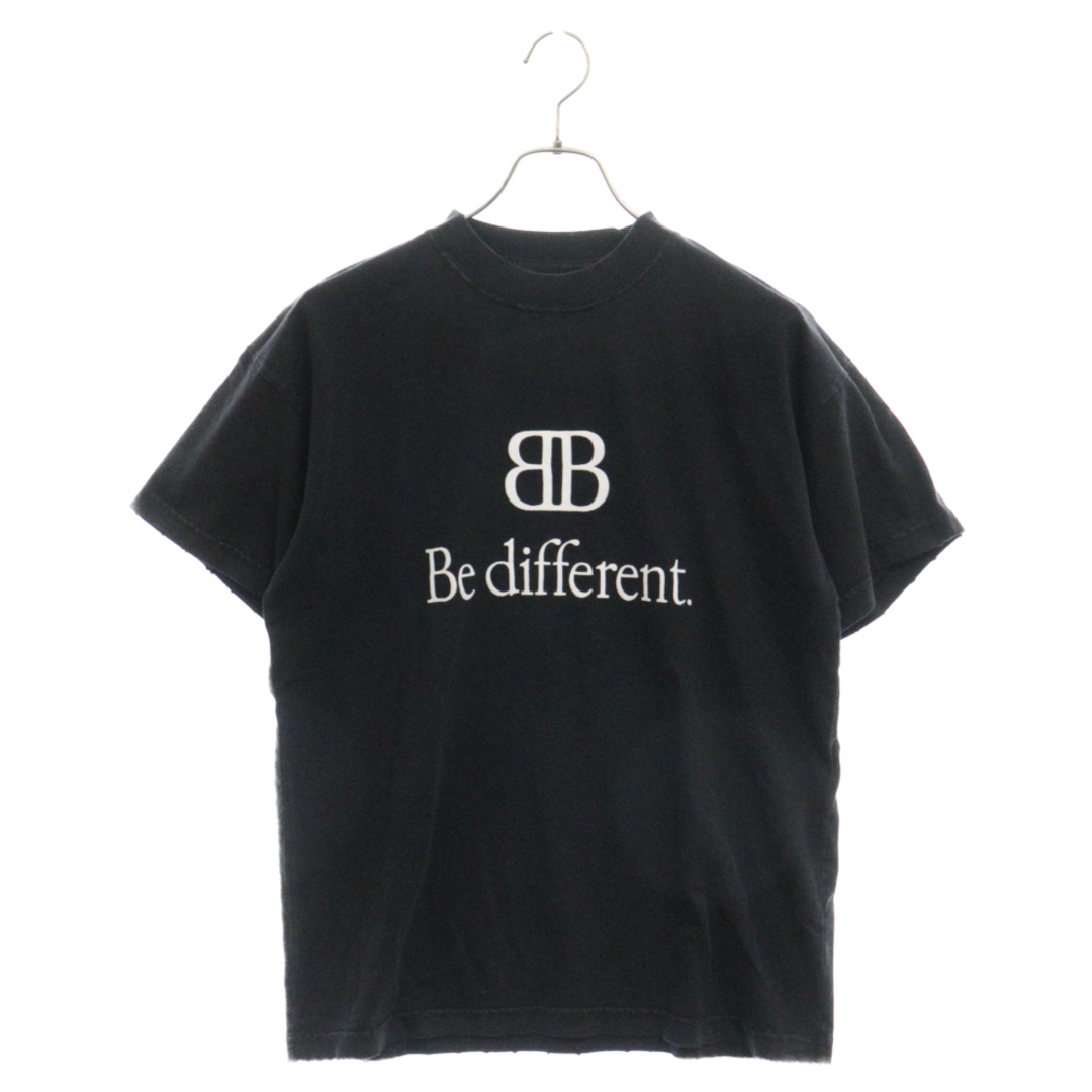 BALENCIAGA バレンシアガ 22AW Be different T-Shirt ロゴ刺繍 半袖Tシャツ ブラック 712398 TNVB3