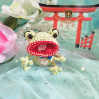 受注生産❰大きなお口でわるぅーい運気を食べてイイ運気にカエルんジャー・叶(かなえ(あみぐるみ)