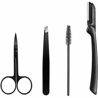 眉毛セット 4点セット 眉用はさみ 眉毛剃り 毛抜き スクリューブラシ(眉・鼻毛・甘皮はさみ)