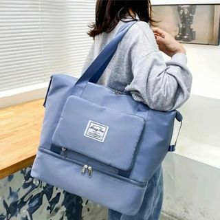 トートバッグ　マザーズバッグ　ジム　キャリー　ヨガバッグ　青　通勤　通学　かばん(トートバッグ)