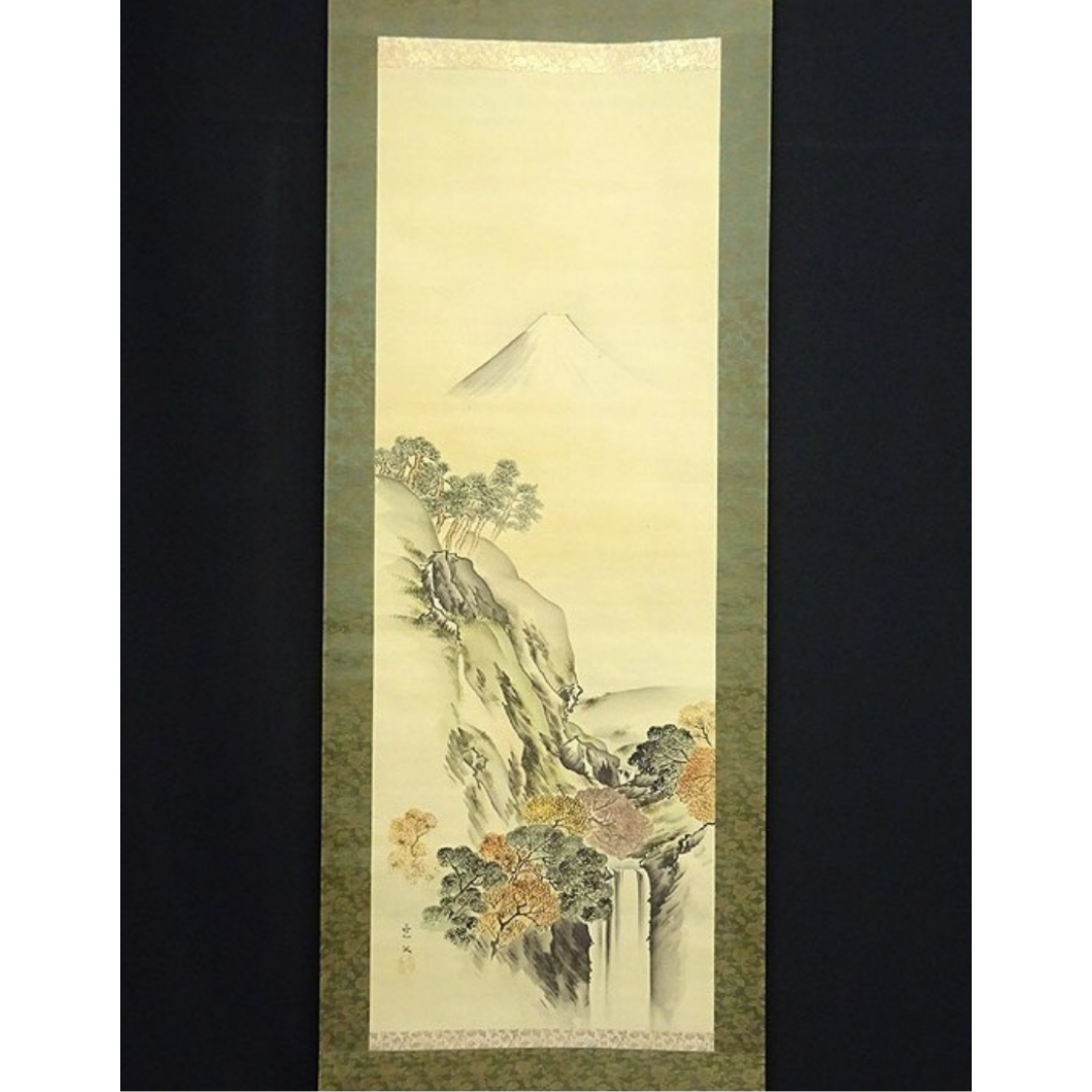 華 秋 作 絹本彩色画 山水図 経年経過ヤケ 収納箱 - メルカリ