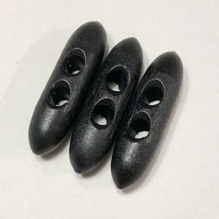 【未使用】木製トグルボタン黒　３個セット★長さ5ｃｍブラック ダッフルコート(各種パーツ)