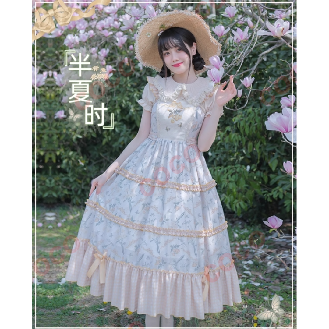 オリジナルlolita 刺繍入り プリント ロリータJSKワンピース　L276＃