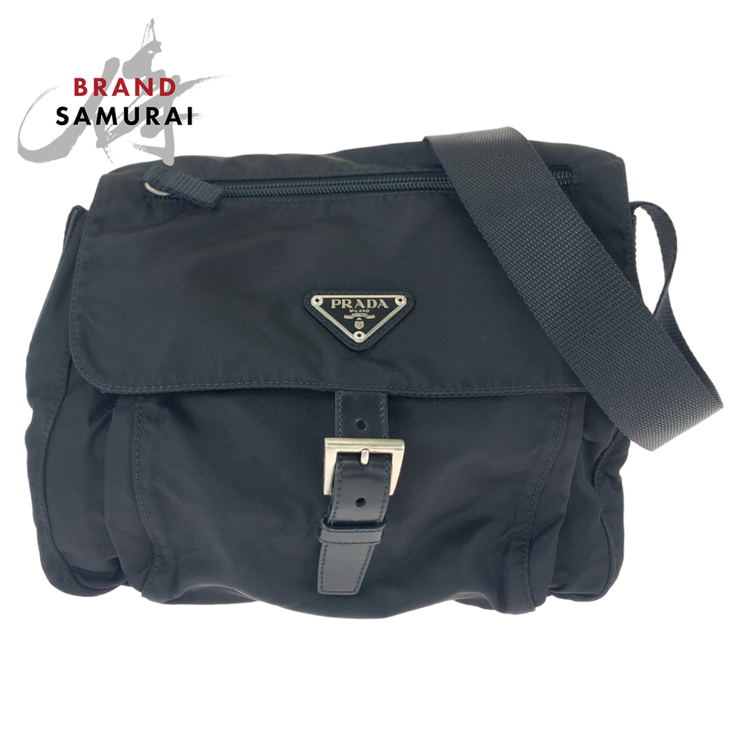 PRADA プラダ テスート 三角ロゴプレート ブラック 黒 シルバー PRADA プラダ テスート 三角ロゴプレート ブラック 黒 シルバー