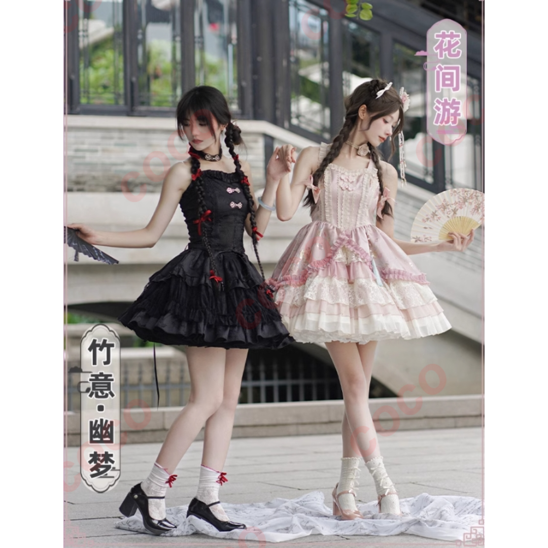 オリジナル lolita 中華風 ピンク ロリータ JSKワンピース L282 オリジナル lolita 中華風 ピンク ロリータ JSKワンピース L282