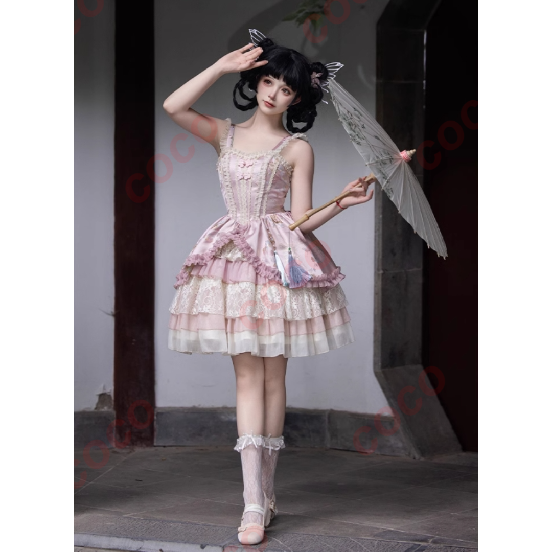 オリジナル lolita 中華風 ピンク ロリータ JSKワンピース L282 オリジナル lolita 中華風 ピンク ロリータ JSKワンピース L282
