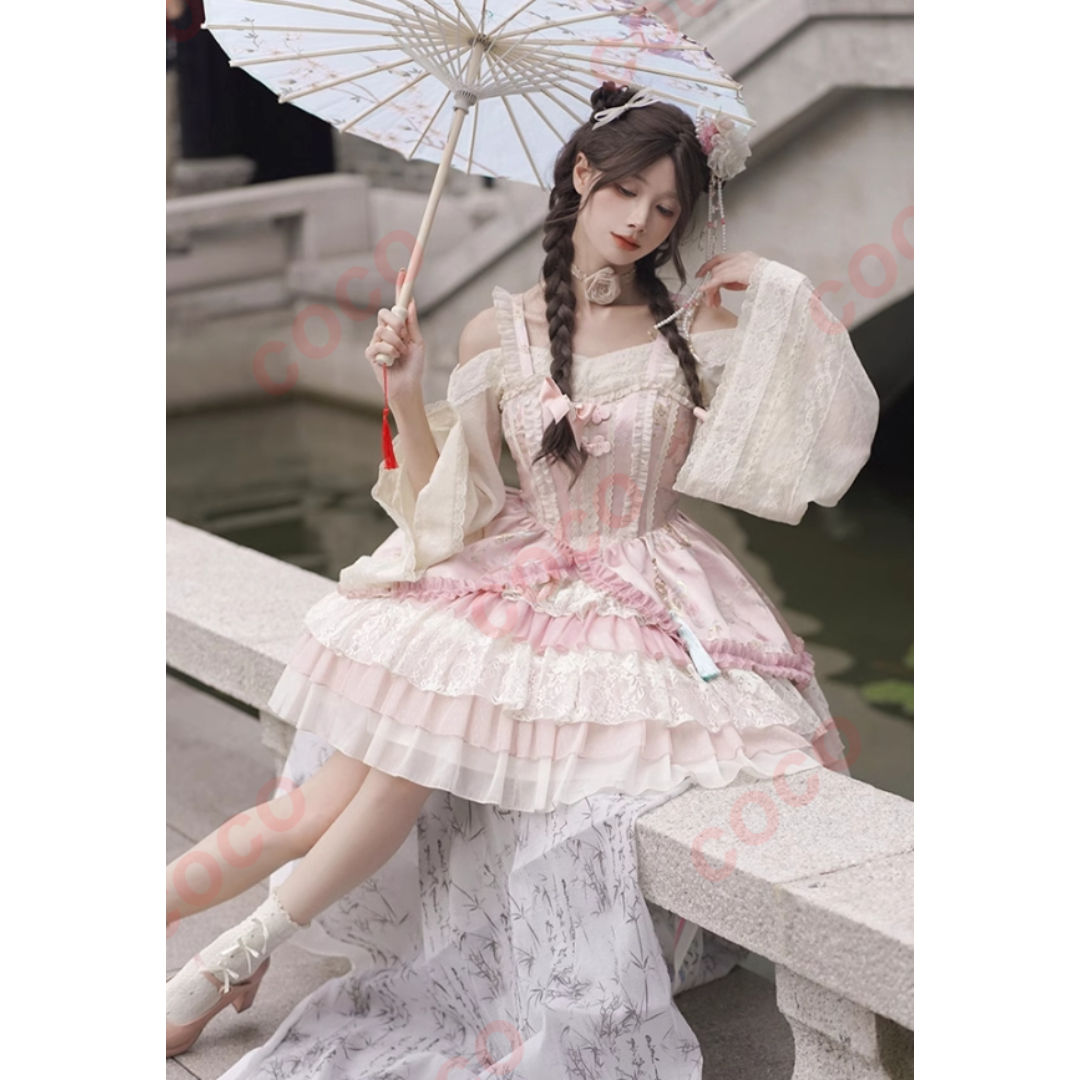 LO33 オリジナル ロリータ 復古 かわいい 中華風 ワンピース LO33 オリジナル ロリータ 復古 かわいい 中華風 ワンピース