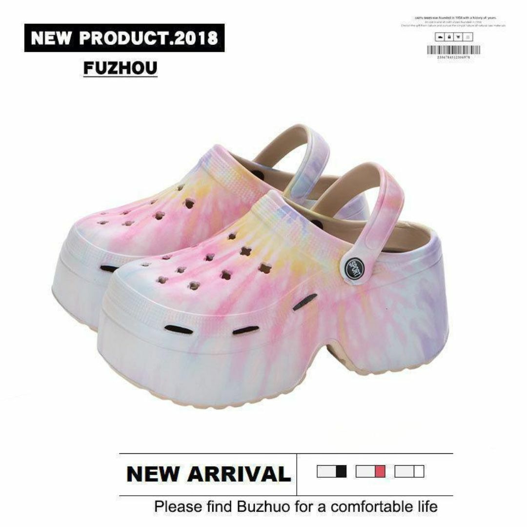 クロックス厚底25cm地雷系タイダイ柄Y2KレディースかわいいEVA クロックス厚底25cm地雷系タイダイ柄Y2KレディースかわいいEVA