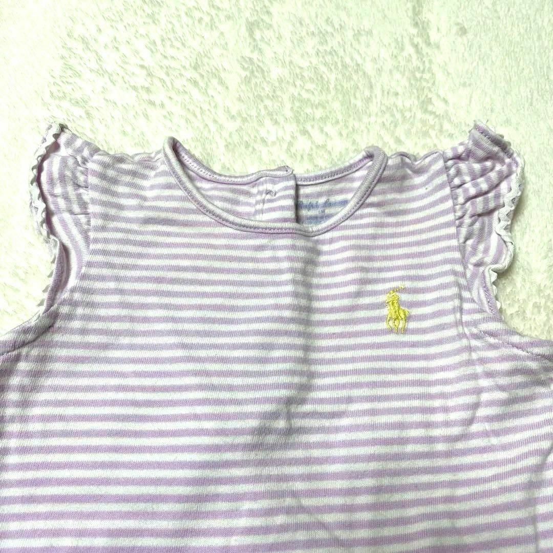 70 ラルフローレン　赤ちゃん　baby ロンパースボーダー　夏 6M キッズ/ベビー/マタニティのキッズ服女の子用(90cm~)(ブラウス)の商品写真