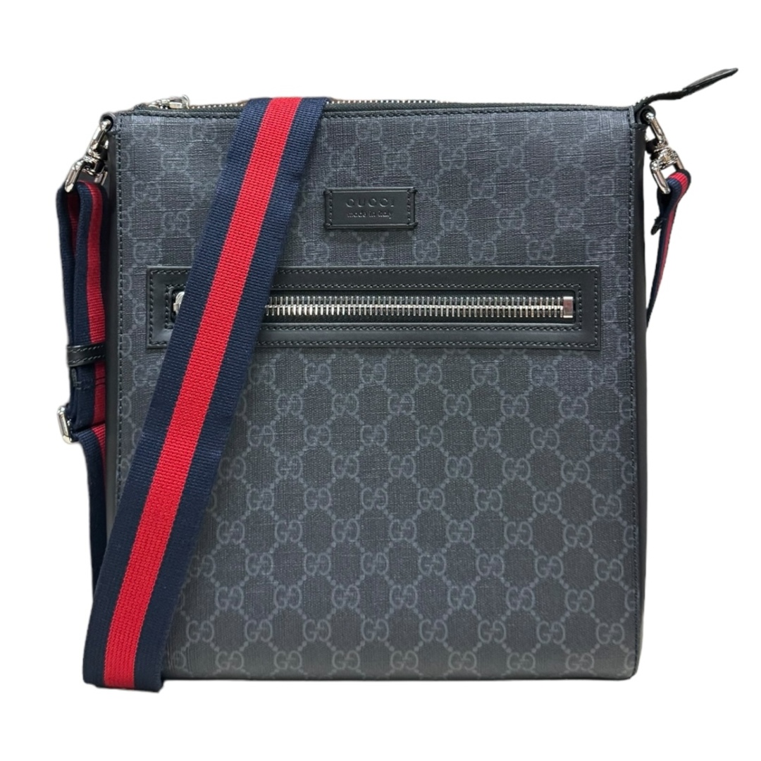 GUCCI - グッチ GGスプリーム ショルダーバッグ GGスプリームキャンバス 474137 ブラック メンズ GUCCI  中古