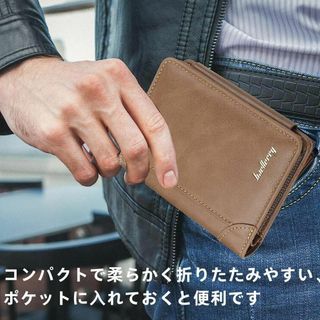 財布 三つ折り財布 カード入れ 大容量 小銭入れ ブラウン おしゃれ 箱付き(折り財布)