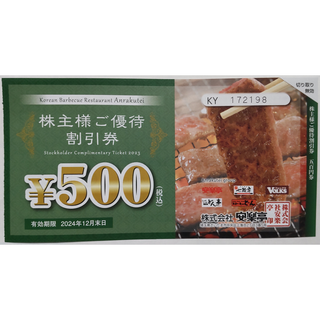 【ラフィキ様専用】安楽亭 株主優待券 11500円分 2024年12月期限(レストラン/食事券)