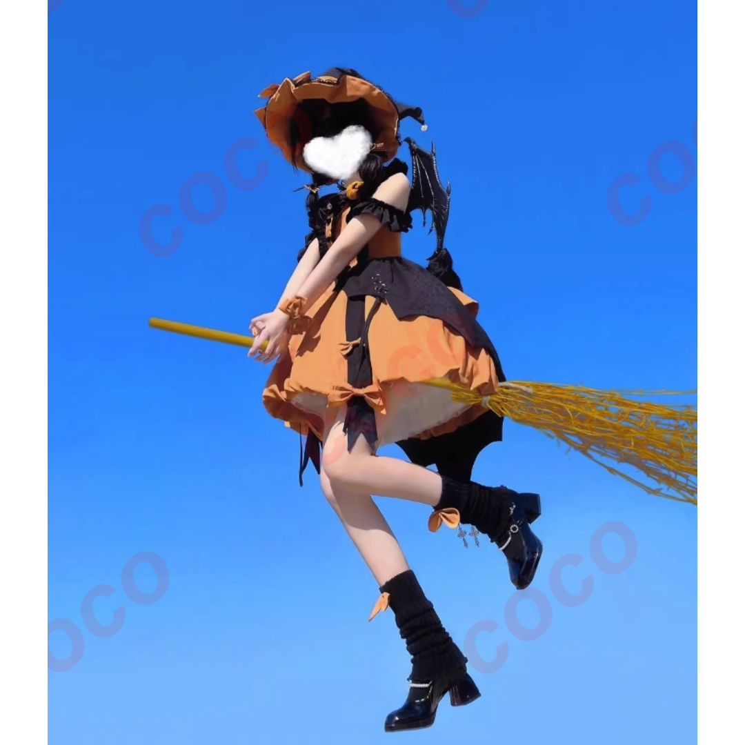 かぼちゃ色lolita魔女コスプレハロウィンロリータJSKワンピースL289＃ かぼちゃ色lolita魔女コスプレハロウィンロリータJSKワンピース