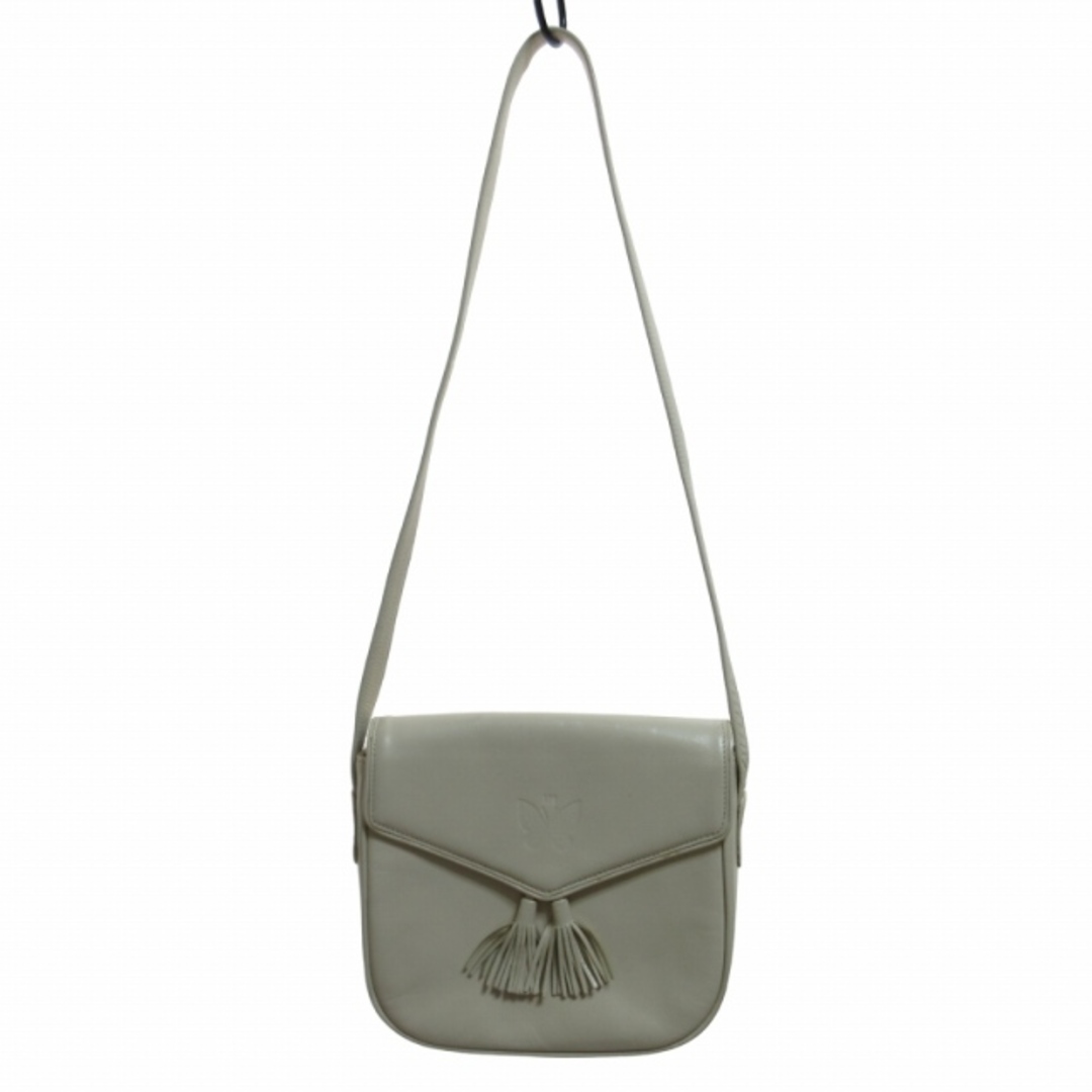 HANAE MORI - ハナエモリ HANAE MORI レザーショルダーバッグ 白 HANAE MORI - ハナエモリ HANAE MORI レザーショルダーバッグ 白