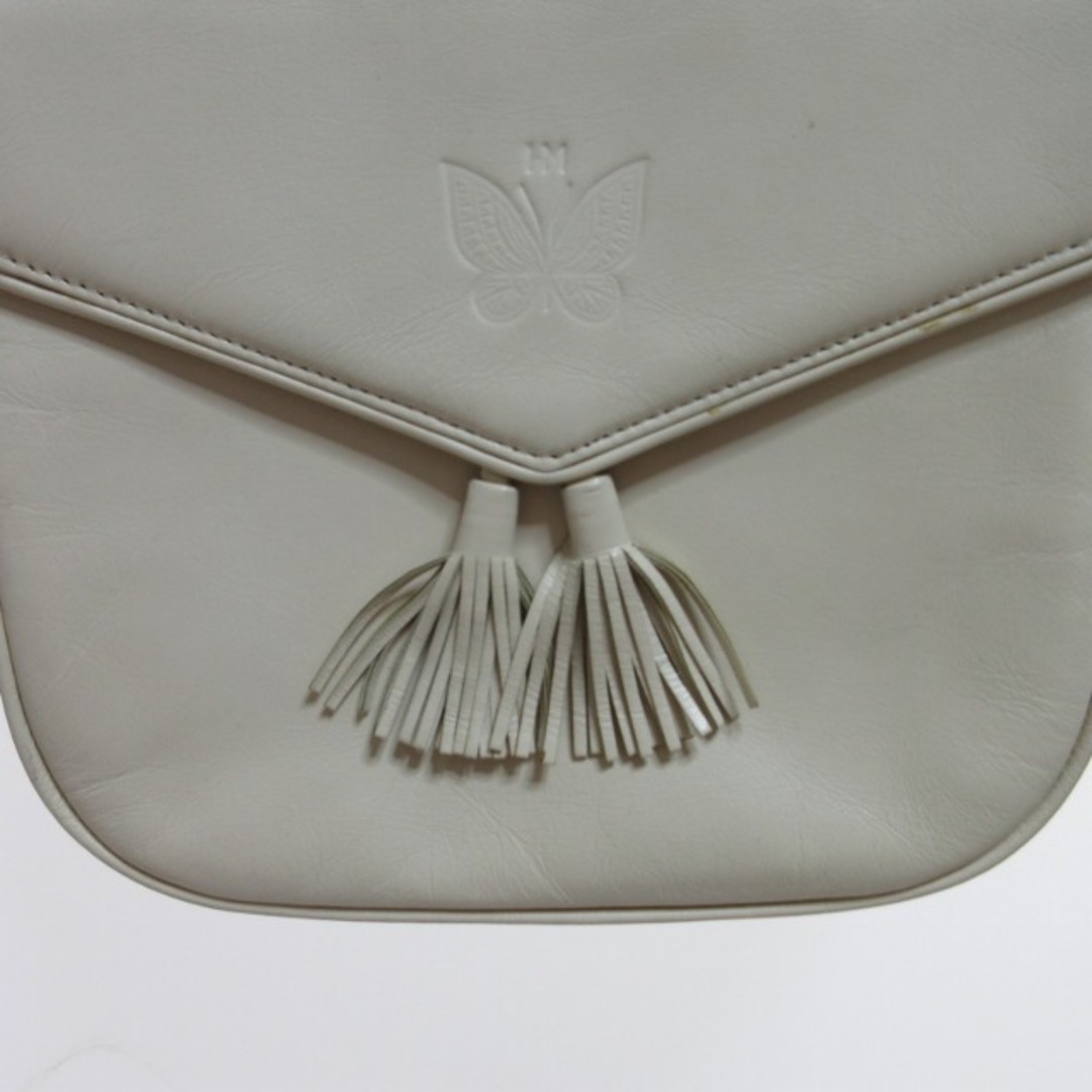 HANAE MORI - ハナエモリ HANAE MORI レザーショルダーバッグ 白 HANAE MORI - ハナエモリ HANAE MORI レザーショルダーバッグ 白