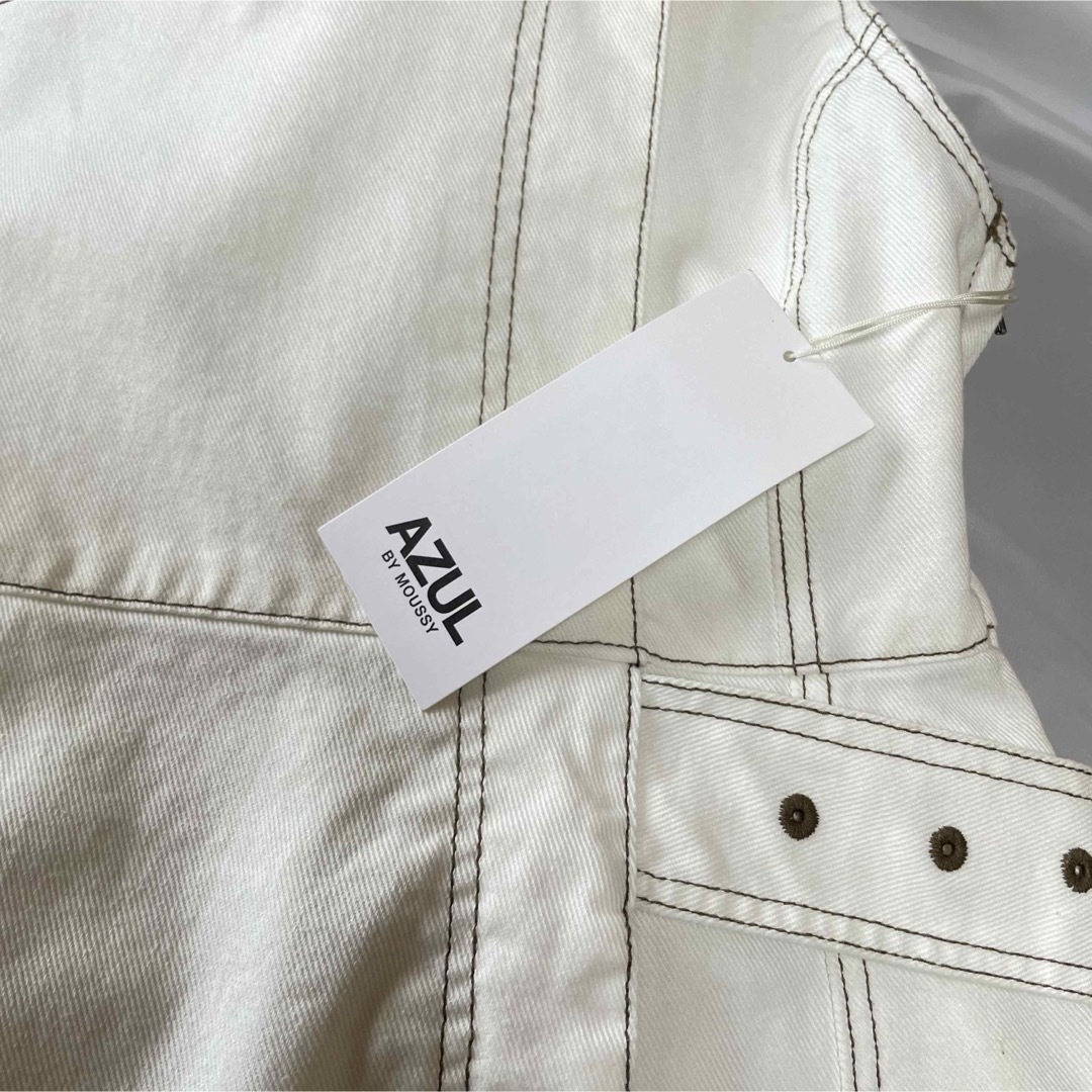 AZUL by moussy(アズールバイマウジー)のイレギュラーヘムステッチデニムワンピース　AZUL 新品未使用 レディースのワンピース(ロングワンピース/マキシワンピース)の商品写真