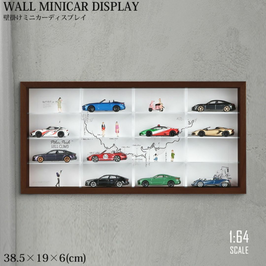 コレクションケース ミニカーケース 木製 アクリル 1/64 CB-09WH コレクションケース ミニカーケース 木製 アクリル 1/64 CB-09WH