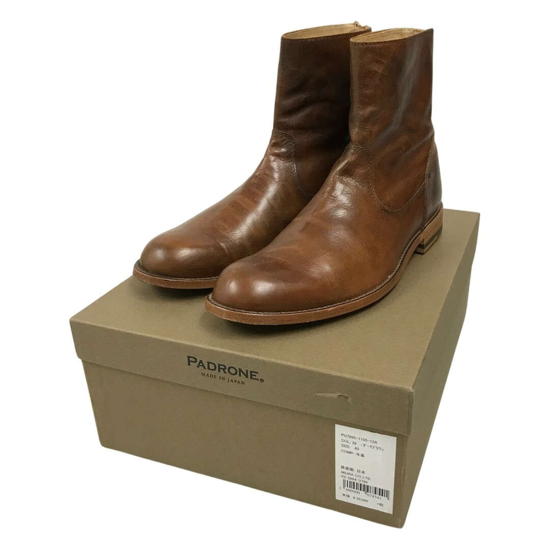 PADRONE パドローネ バックジップブーツEX SIZE40 25cm PU7885 PADRONE パドローネ バックジップブーツEX SIZE40 25cm PU7885