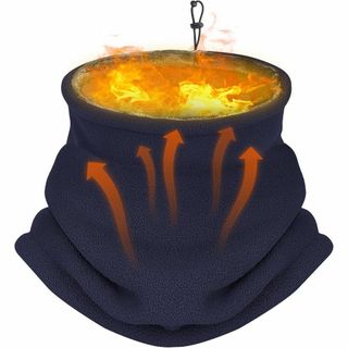 [Hiyear]ネックウォーマー 調節コードつき 裏起毛 厚手 防寒 保温 軽量