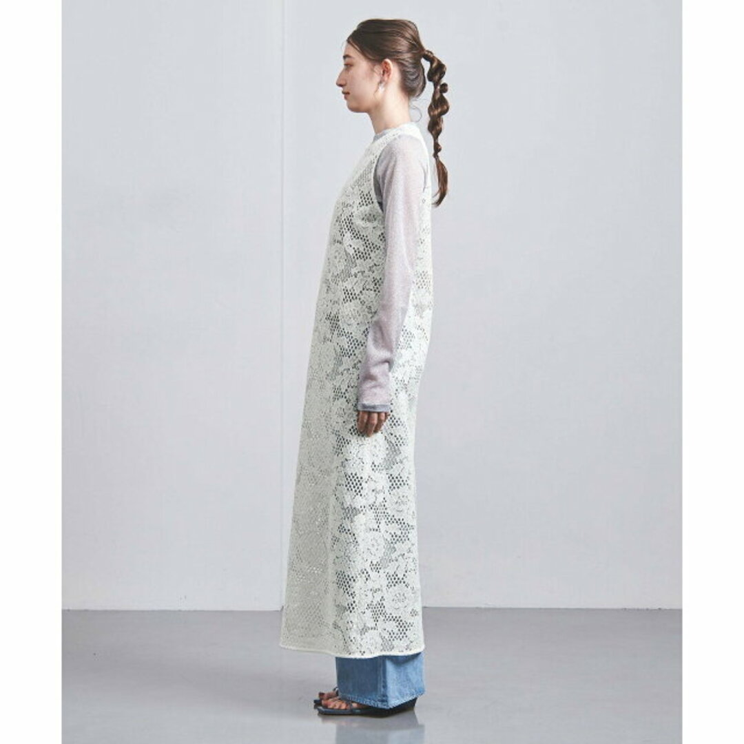 UNITED ARROWS - 【WHITE】レース ノースリーブ ワンピースの UNITED ARROWS - 【WHITE】レース ノースリーブ ワンピースの