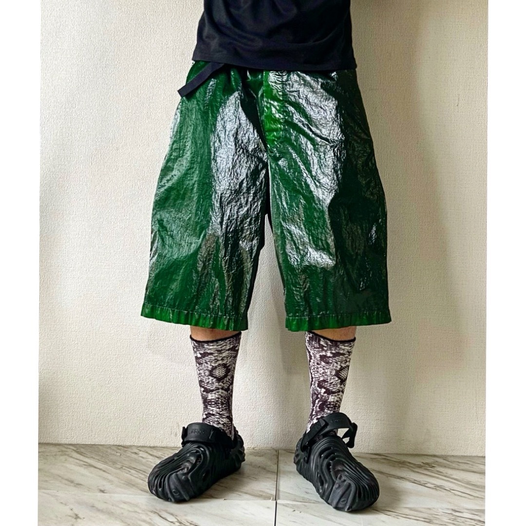 dries van noten PUコーティング 緑 ナイロン バギーショーツ dries van noten PUコーティング 緑 ナイロン バギーショーツ