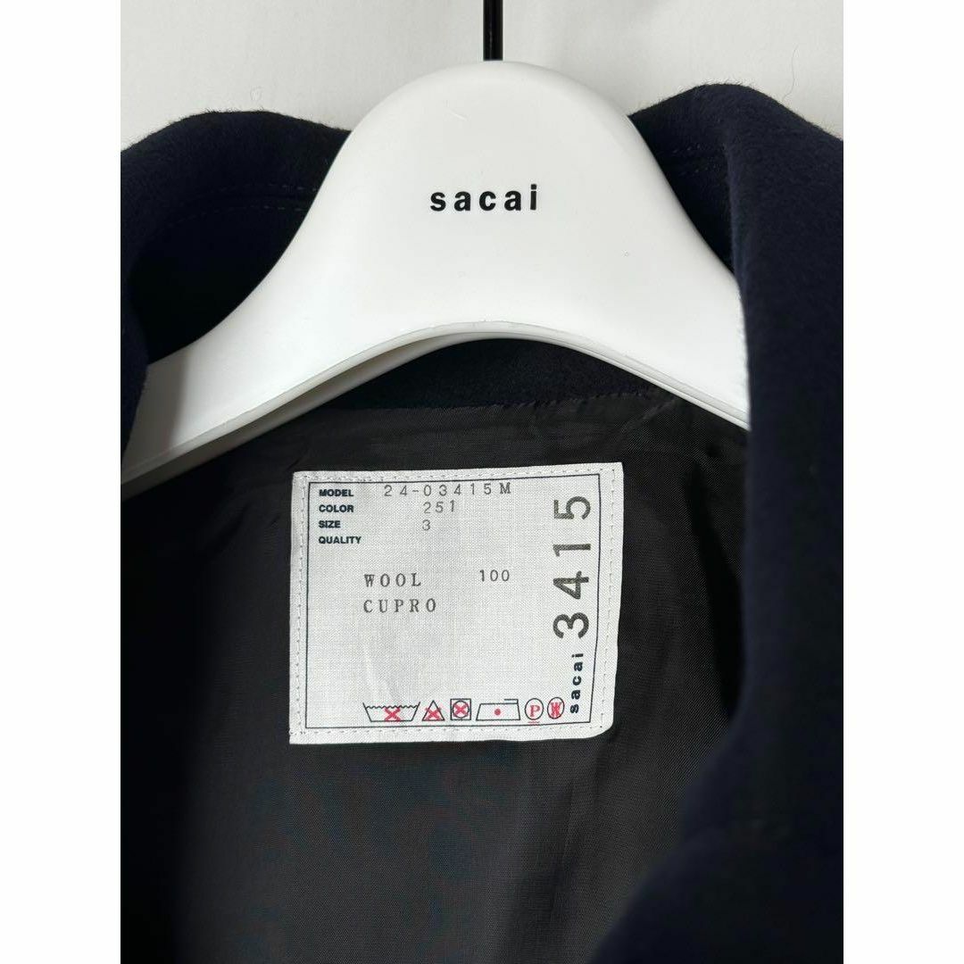 sacai - 24AW Sacai Wool Melton Jacket コート サイズ3の通販 sacai - 24AW Sacai Wool Melton Jacket コート サイズ3の通販