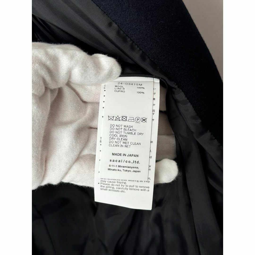sacai - 24AW Sacai Wool Melton Jacket コート サイズ3の通販 sacai - 24AW Sacai Wool Melton Jacket コート サイズ3の通販