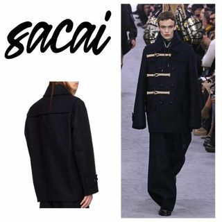 sacai - 24AW Sacai Wool Melton Jacket コート サイズ3の通販 sacai - 24AW Sacai Wool Melton Jacket コート サイズ3の通販