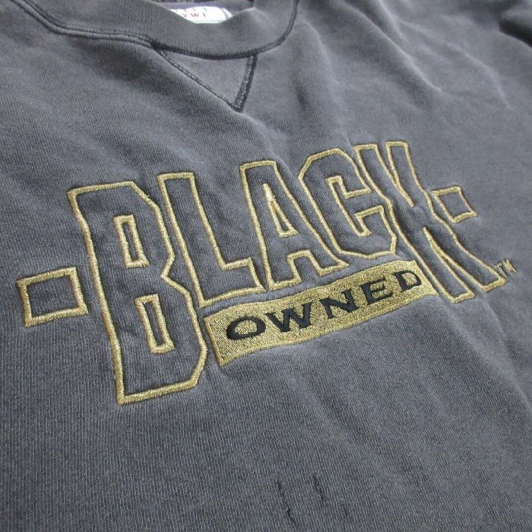 XL☆古着 長袖 スウェット メンズ 90年代 90s BLACK 刺繍 大きい XL☆古着 長袖 スウェット メンズ 90年代 90s BLACK 刺繍 大きい