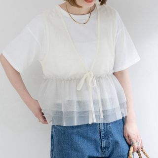 ベーセーストック(B.C STOCK)のチュールジレ×Tシャツ(Tシャツ(半袖/袖なし))