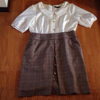 ドッキングワンピ シフォン生地 美品(ひざ丈ワンピース)