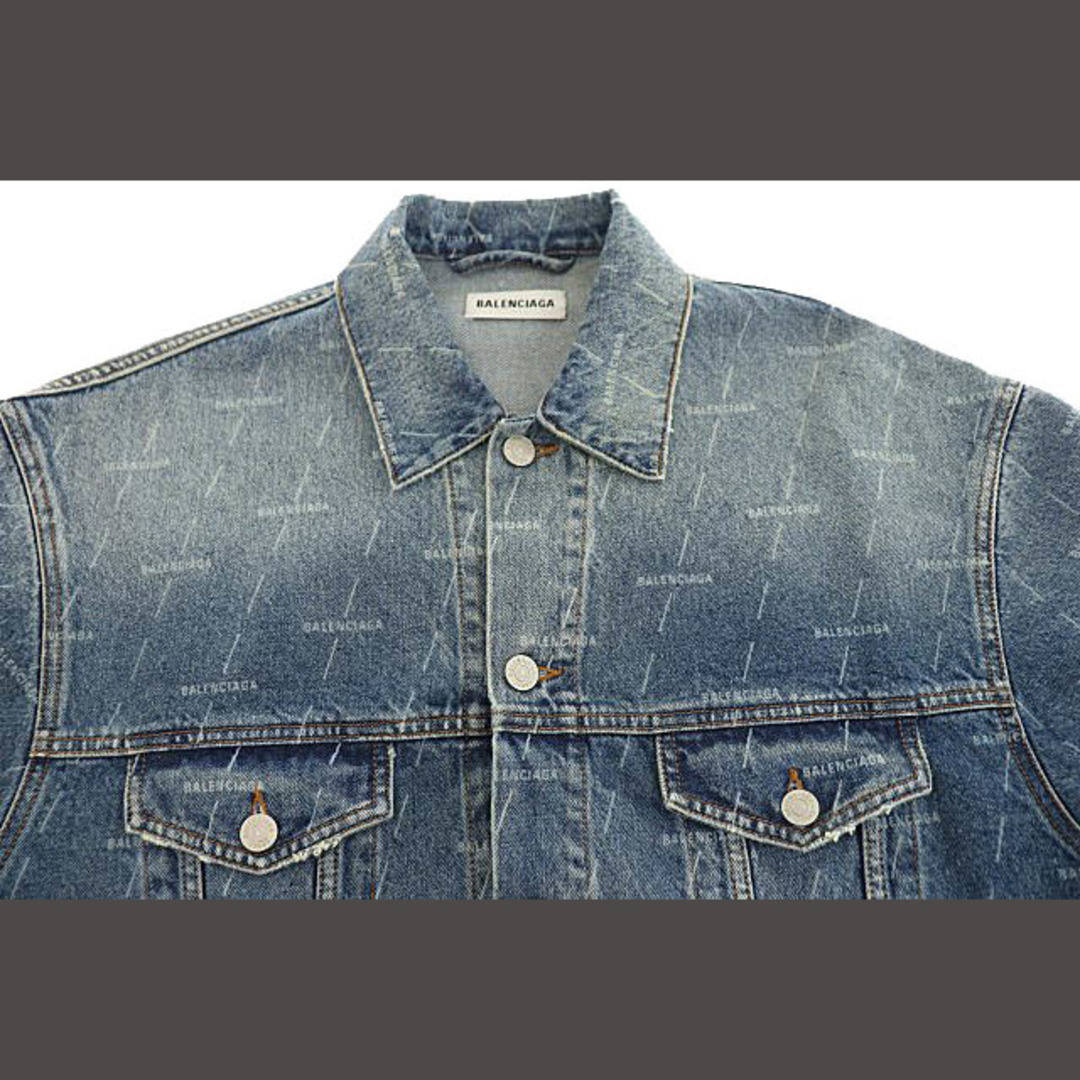 BALENCIAGA - バレンシアガ ロゴ 総柄 デニム ジャケット 625993 BALENCIAGA - バレンシアガ ロゴ 総柄 デニム ジャケット 625993