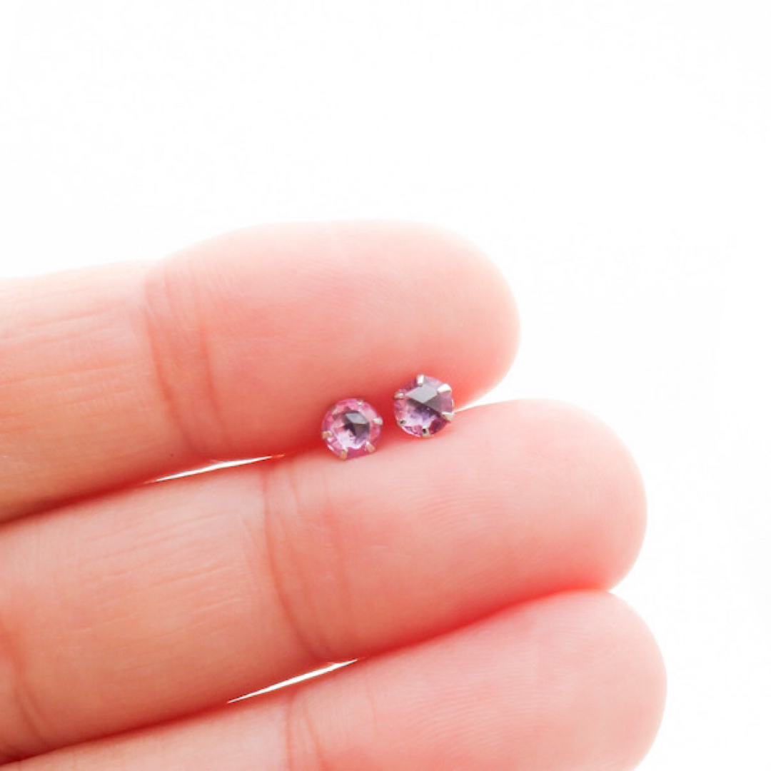 Pt900 天然パパラチヤサファイア 0.259ct×0.201ct ピアス ピアス Pt900 天然パパラチヤサファイア 0.259ct×0.201ct ピアス ピアス