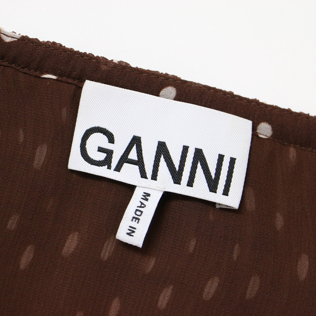 美品 GANNI ガニー ワンピース ブラウン ホワイト サイズ:36(S 美品 GANNI ガニー ワンピース ブラウン ホワイト サイズ:36(S