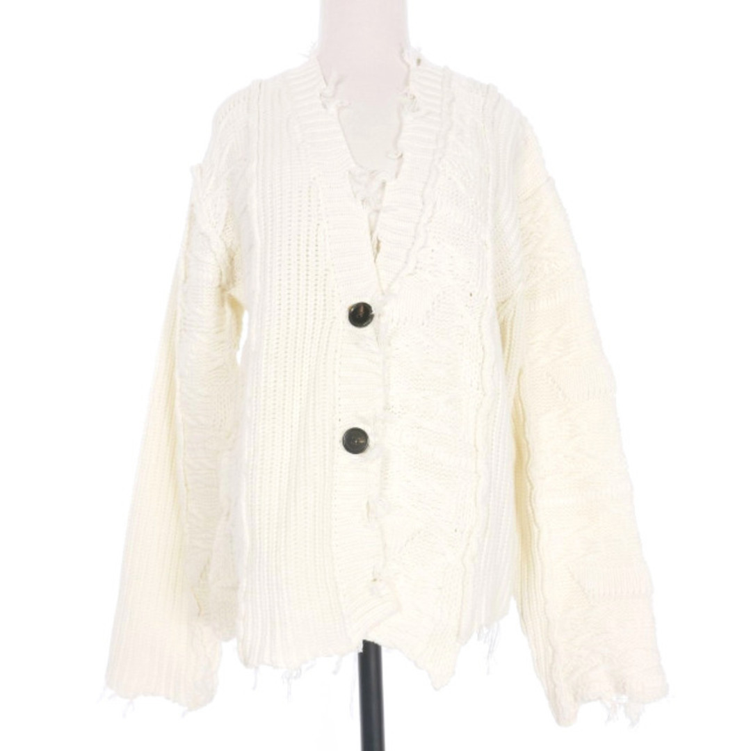 パーバーズ PERVERZE Wave Stripe Crash Knit 白 カーディガン パーバーズ PERVERZE Wave Stripe Crash Knit 白 カーディガン