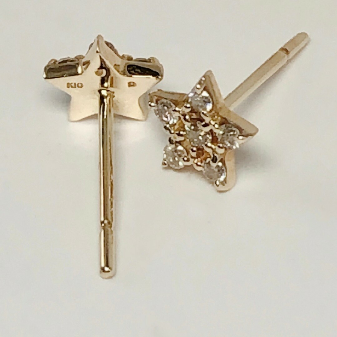 K10 YG イエローゴールド 星 スター ダイヤ ピアス 10金 K10 YG イエローゴールド 星 スター ダイヤ ピアス 10金