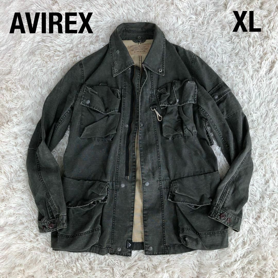 AVIREXアヴィレックス ミリタリーブラックデニムジャケットXL AVIREXアヴィレックス ミリタリーブラックデニムジャケットXL