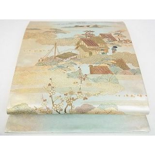 平和屋着物■六通太鼓柄袋帯　作家物　人物風景文　金彩　引箔　逸品　DAAF8781sa(帯)
