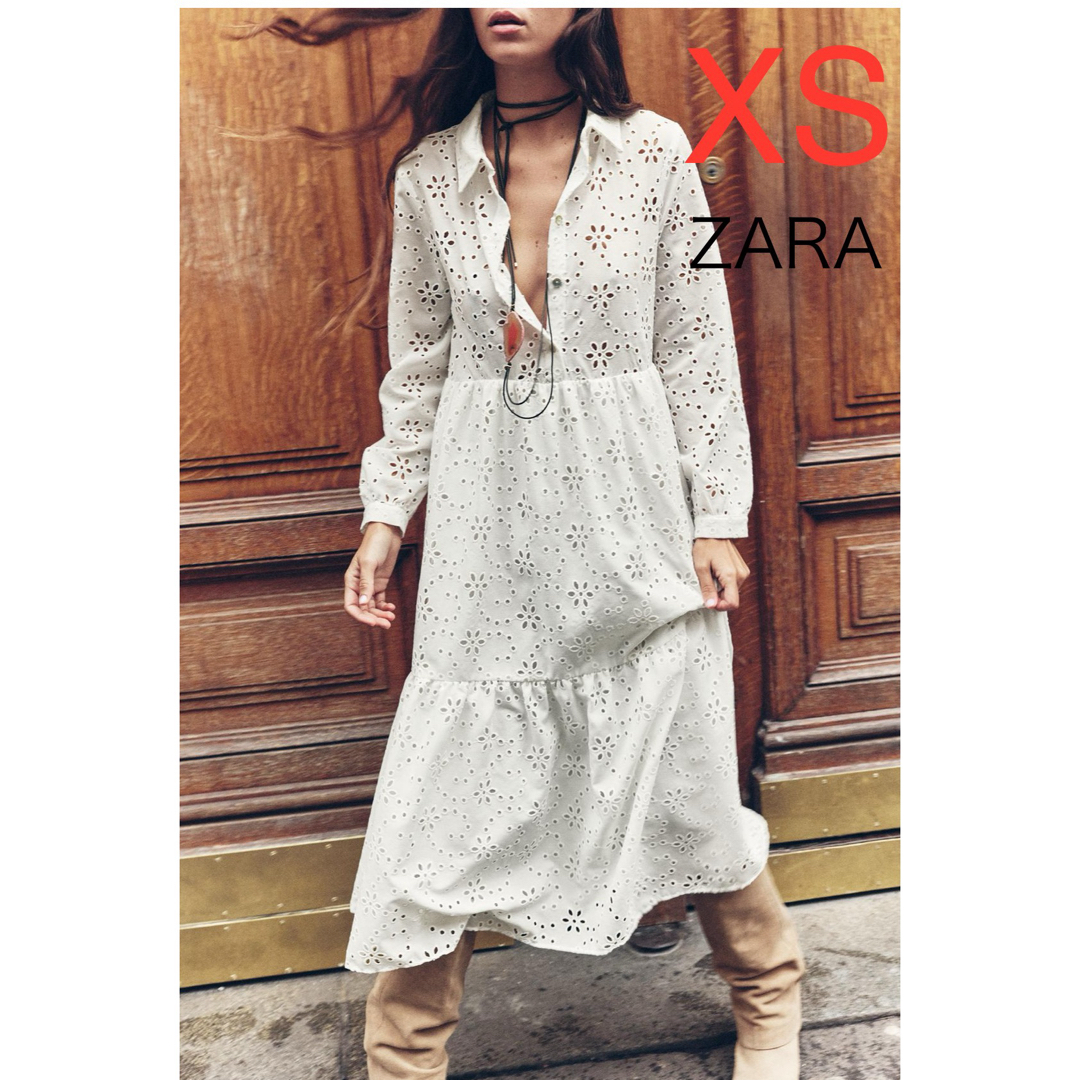 ZARA エンブロイダリー ホワイト ワンピ ロング 長袖 刺繍 ZARA エンブロイダリー ホワイト ワンピ ロング 長袖 刺繍