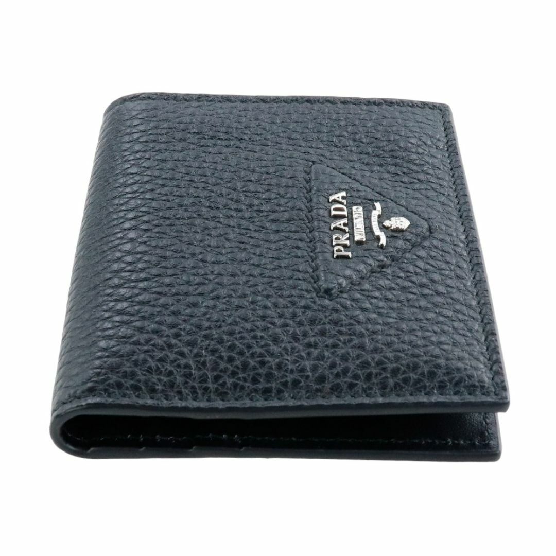 PRADA - プラダ 財布 二つ折り ヴィッテロダイノレザー ブラック PRADA - プラダ 財布 二つ折り ヴィッテロダイノレザー ブラック