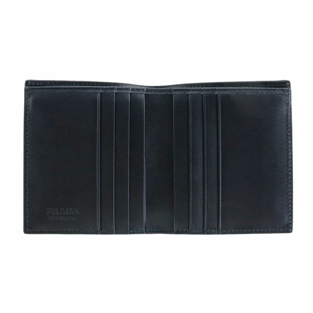 PRADA - プラダ 財布 二つ折り ヴィッテロダイノレザー ブラック PRADA - プラダ 財布 二つ折り ヴィッテロダイノレザー ブラック