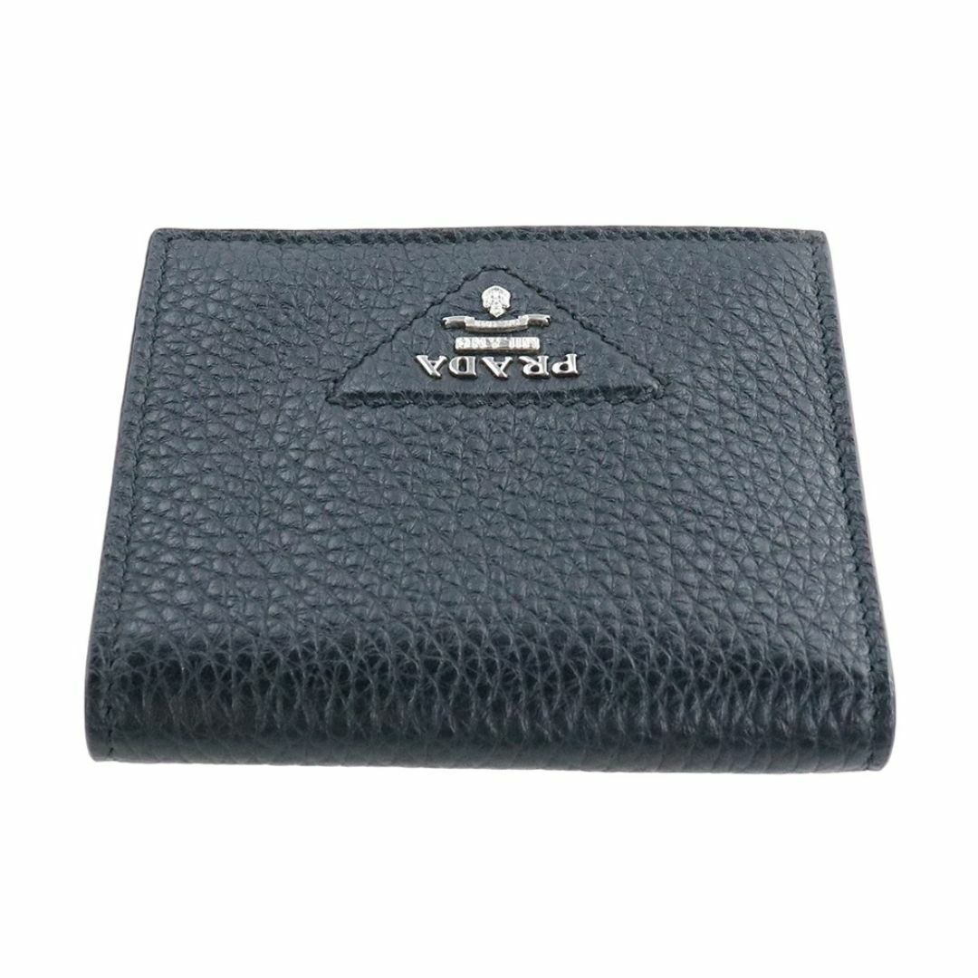 PRADA - プラダ 財布 二つ折り ヴィッテロダイノレザー ブラック PRADA - プラダ 財布 二つ折り ヴィッテロダイノレザー ブラック